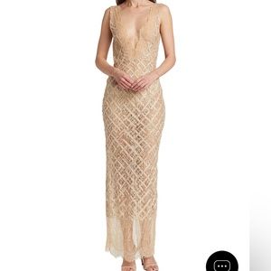 ISO FREDERICK ANDERSON Beaded Embroidered Tulle Gown.